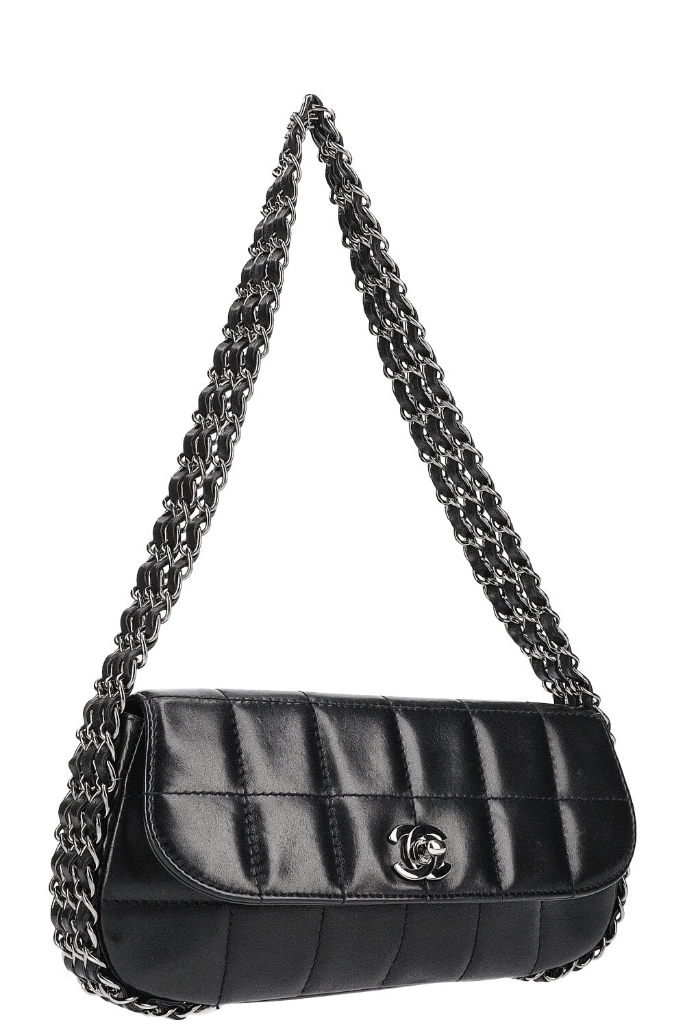 CHANEL Multichain  Chocolate Bar Flap Bag Black