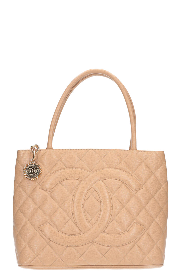 CHANEL Medaillion Tote Caviar Beige Jumbo