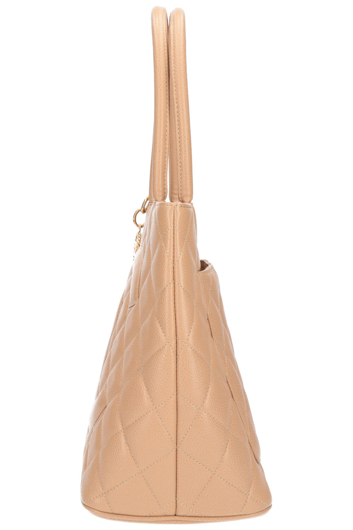 CHANEL Medaillion Tote Caviar Beige Jumbo