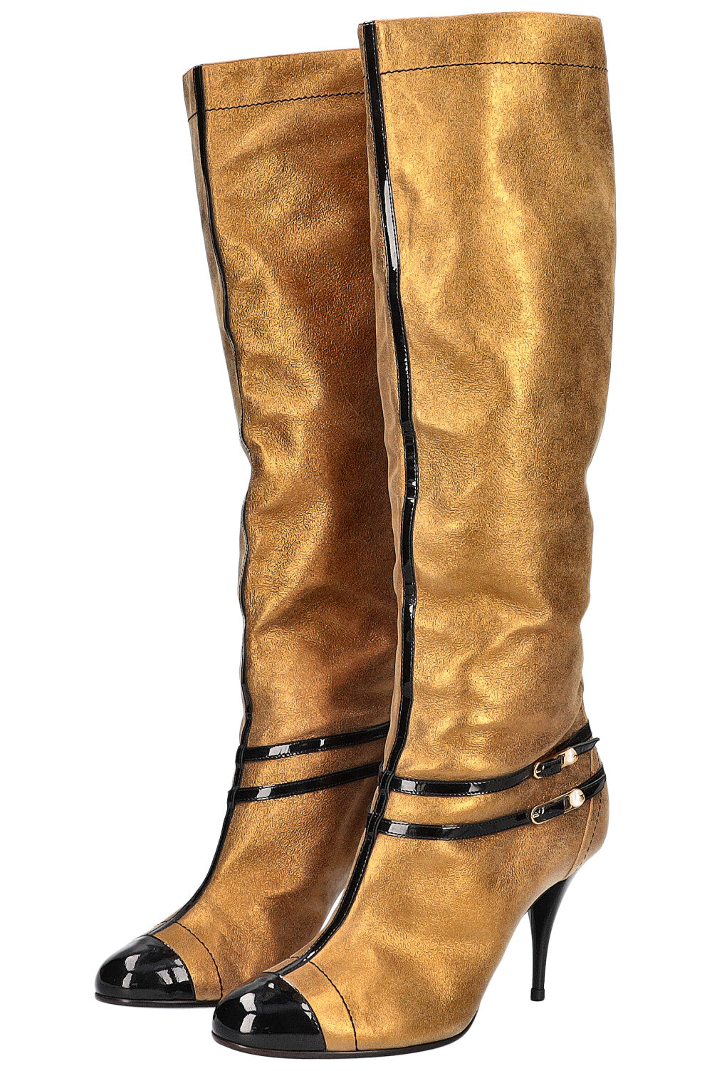 Gold on sale chanel boots