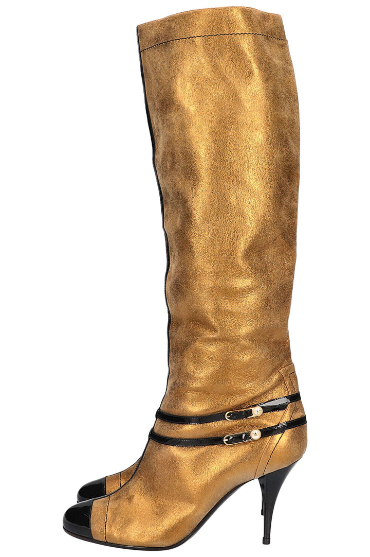 CHANEL boots gold