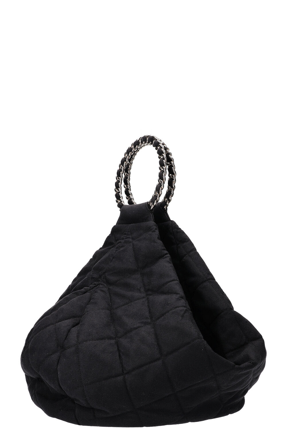 CHANEL Chain Ring Hobo Bag Quilted Jersey Anthracite