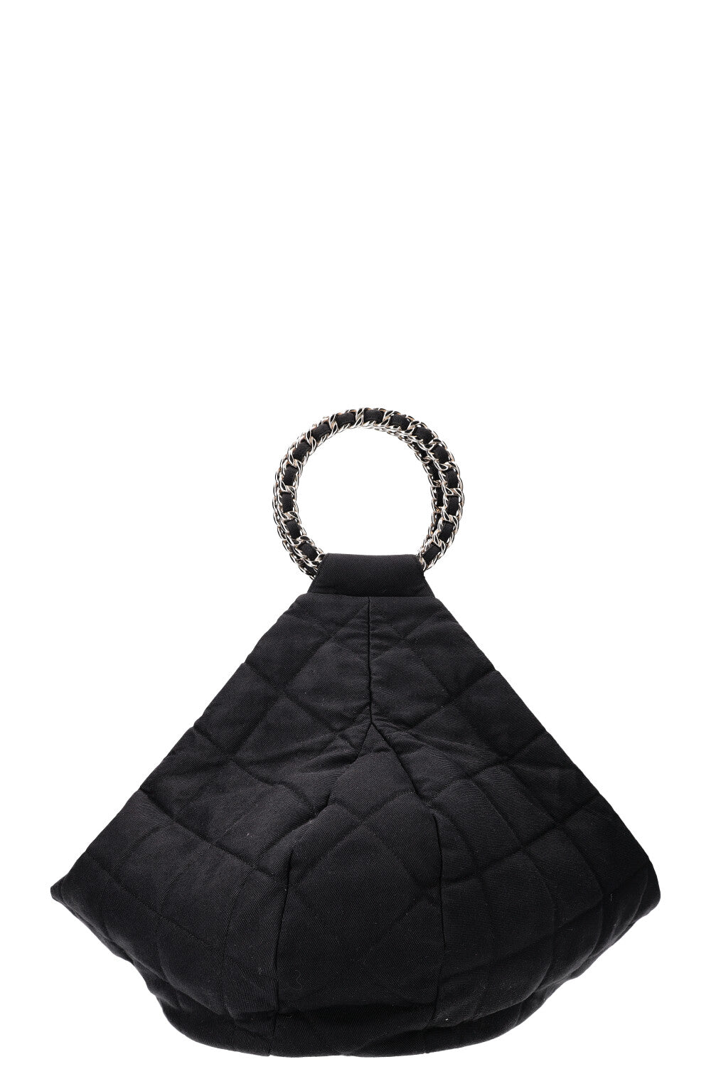 CHANEL Chain Ring Hobo Bag Quilted Jersey Anthracite