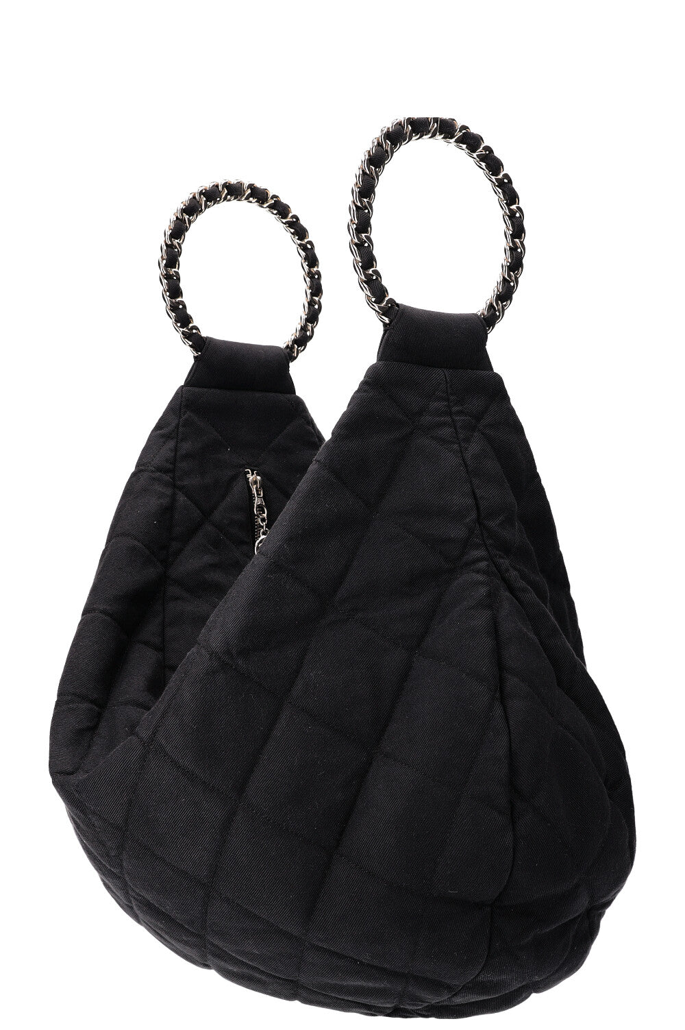 CHANEL Chain Ring Hobo Bag Quilted Jersey Anthracite