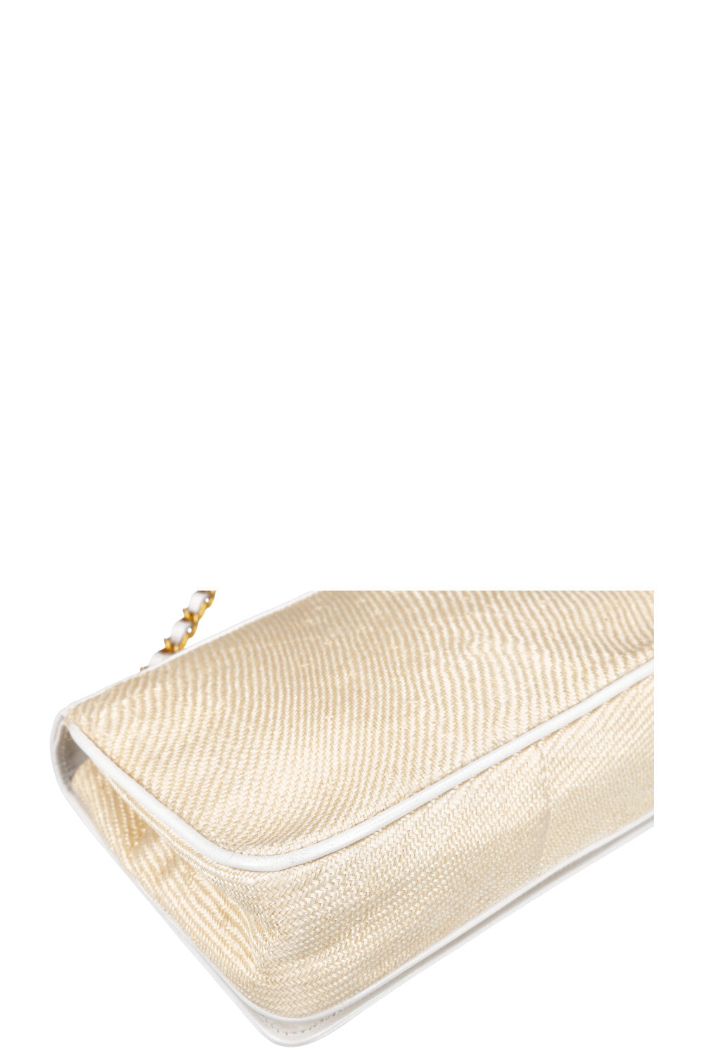 CHANEL Raffia Bag Beige and White