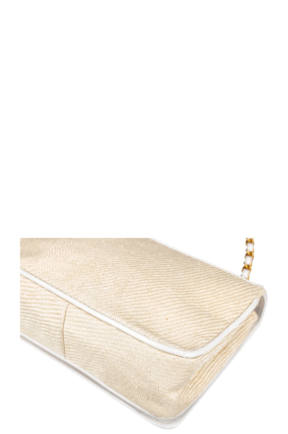 CHANEL Raffia Bag Beige and White