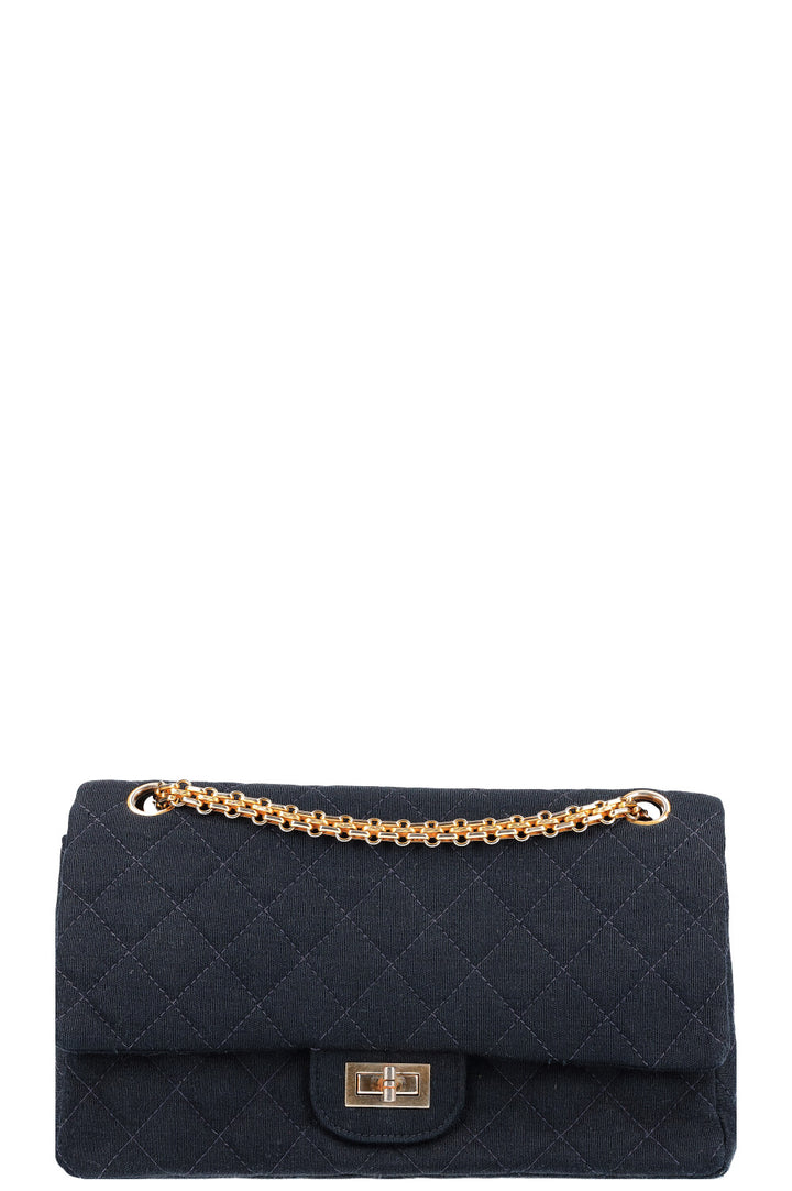 CHANEL Vintage 2.55 Sac Double Rabat Jersey Marine