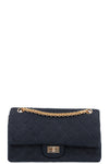 CHANEL Vintage 2.55 Double Flap Bag Jersey Navy