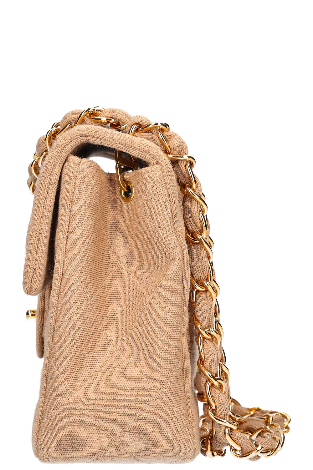 CHANEL Square Flap Bag Jersey Beige