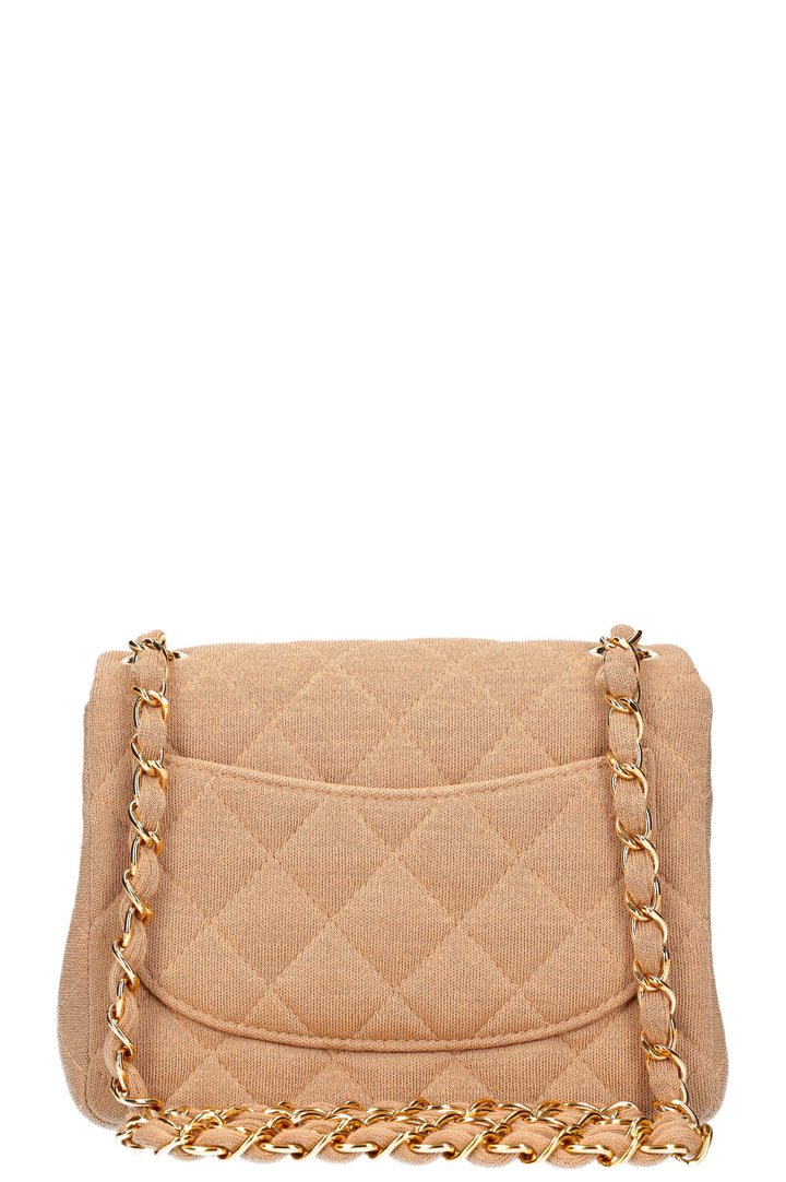 CHANEL Square Flap Bag Jersey Beige