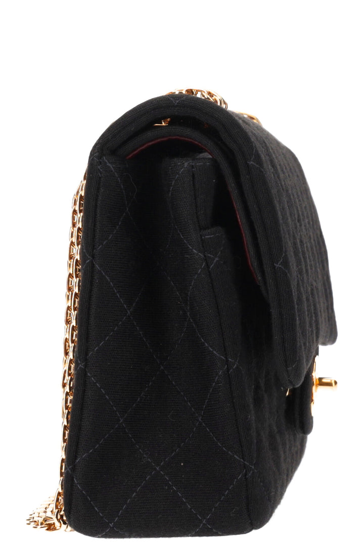 CHANEL Double Flap Bag Jersey Black