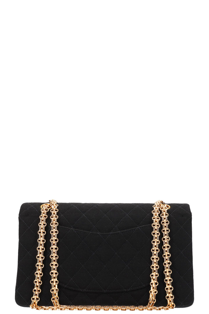 CHANEL Double Flap Bag Jersey Black