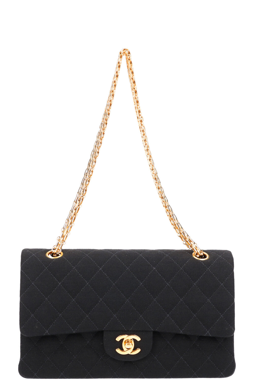 CHANEL Double Flap Bag Jersey Black REAWAKE