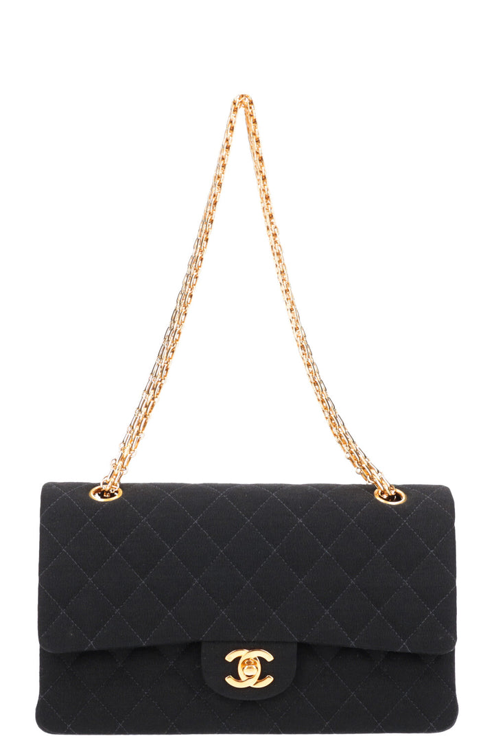 CHANEL Double Flap Bag Jersey Black