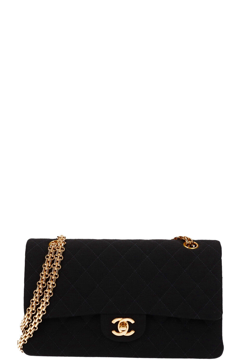 CHANEL Double Flap Bag Jersey Black