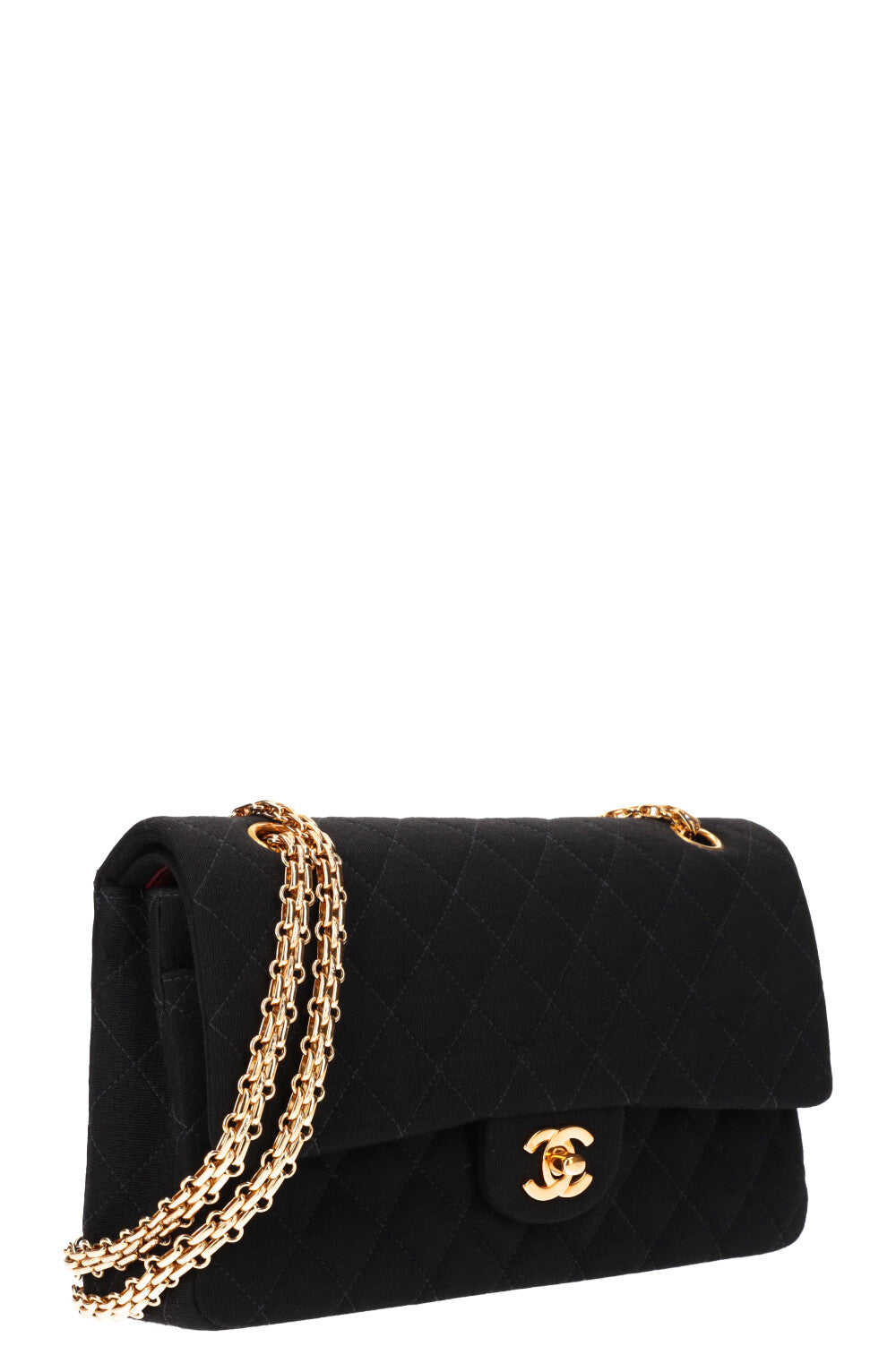 CHANEL Double Flap Bag Jersey Black