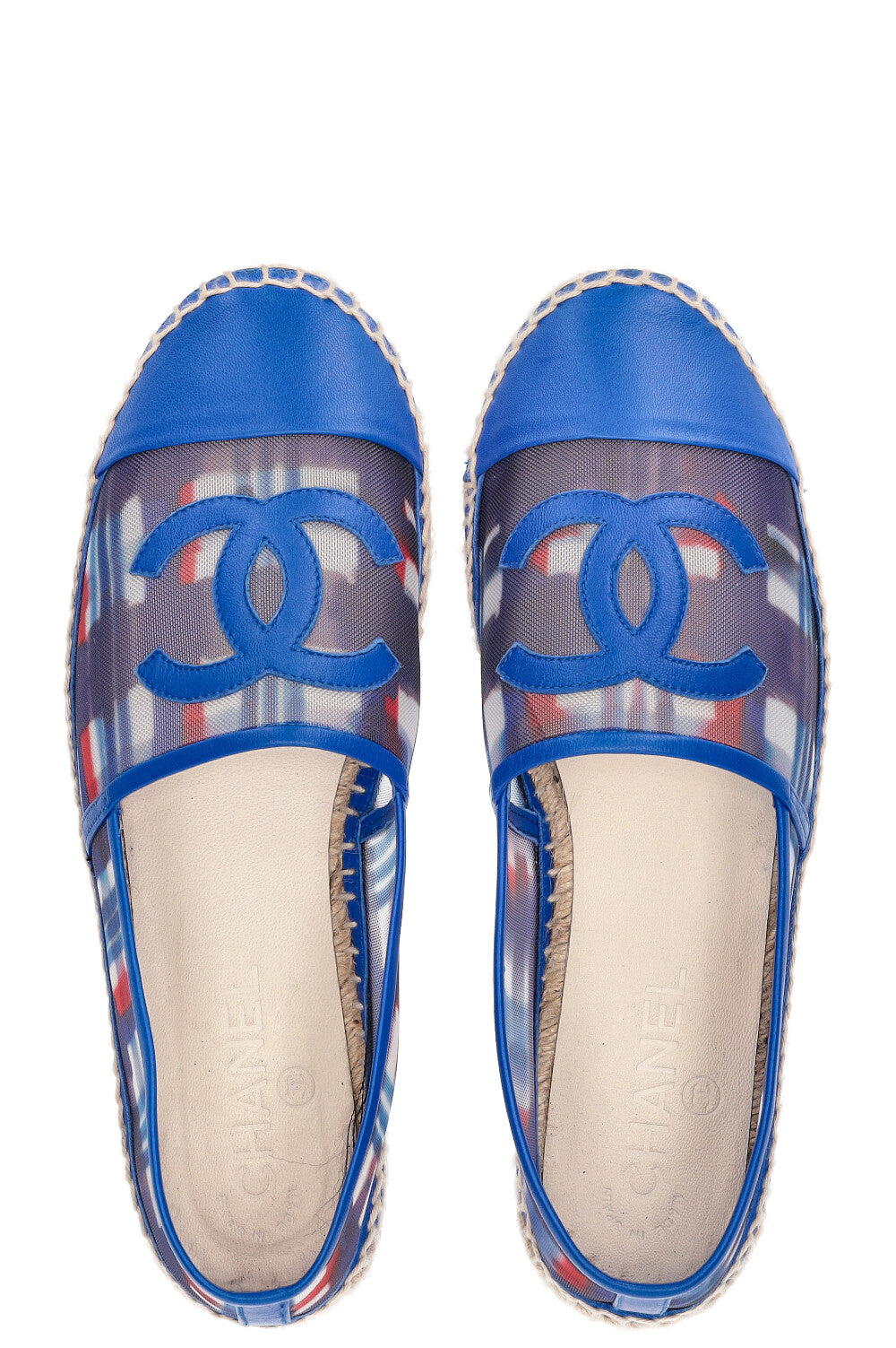 CHANEL Espadrilles Mesh Red Blue