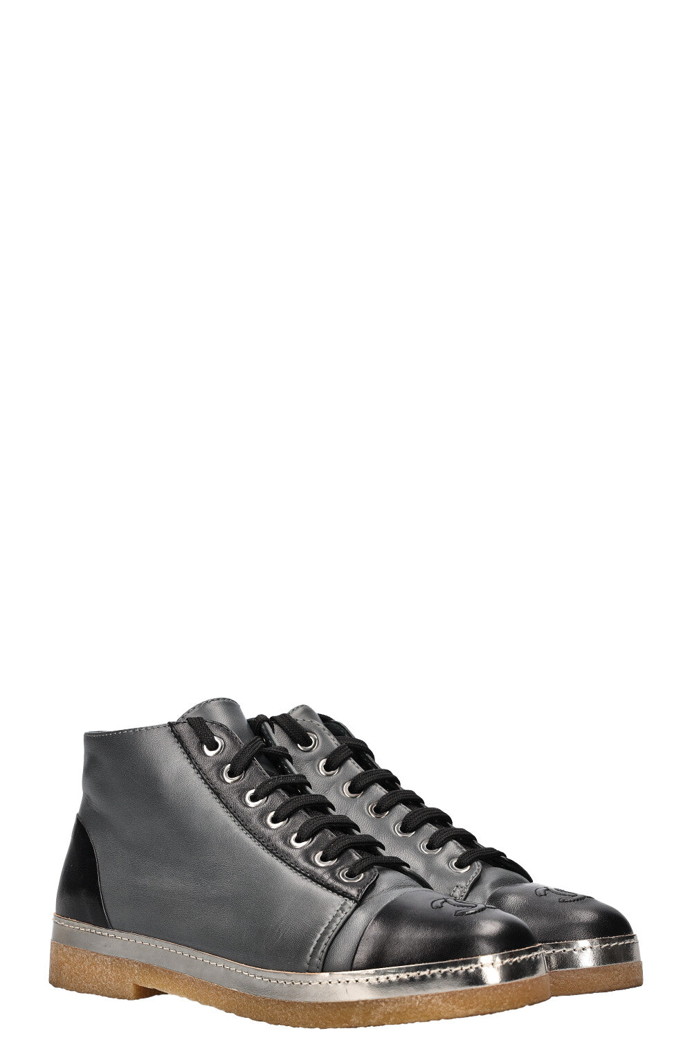 CHANEL High Top Sneakers Grey and Black