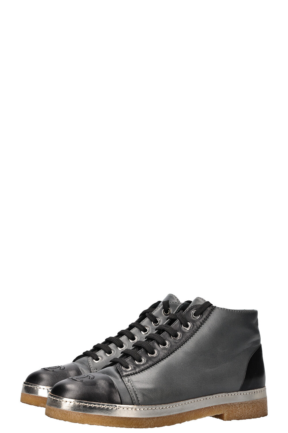 CHANEL High Top Sneakers Grey and Black