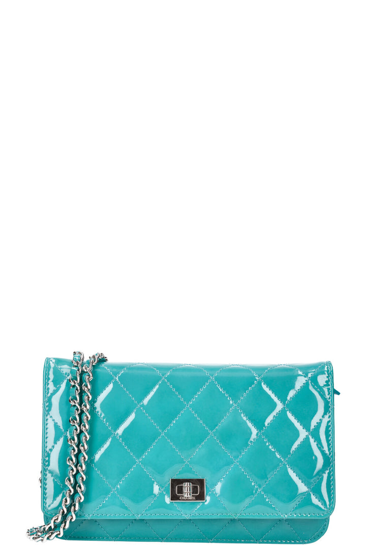 CHANEL 2.55 WOC Patent Leather Turquoise