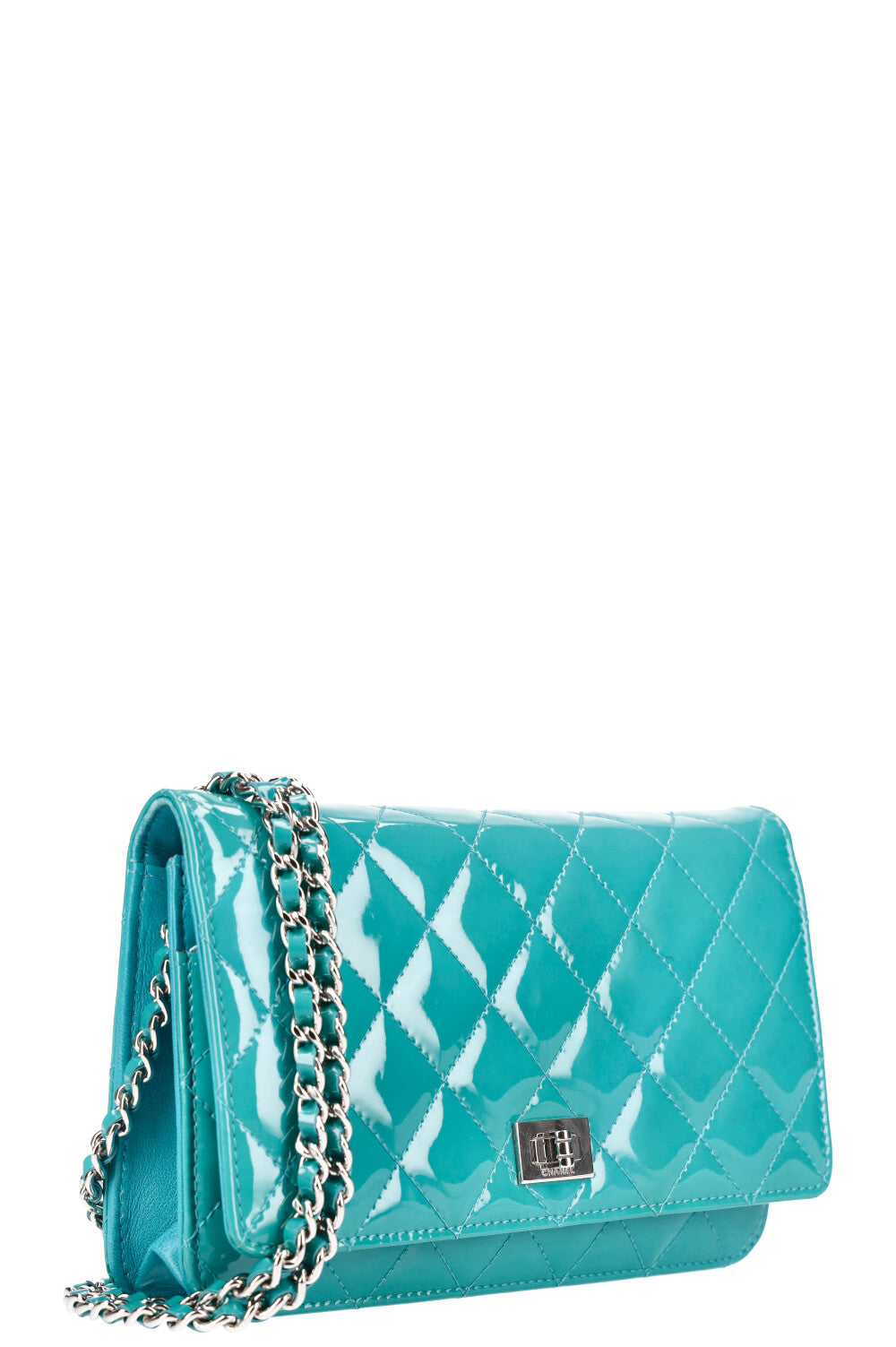 CHANEL 2.55 WOC Patent Leather Turquoise
