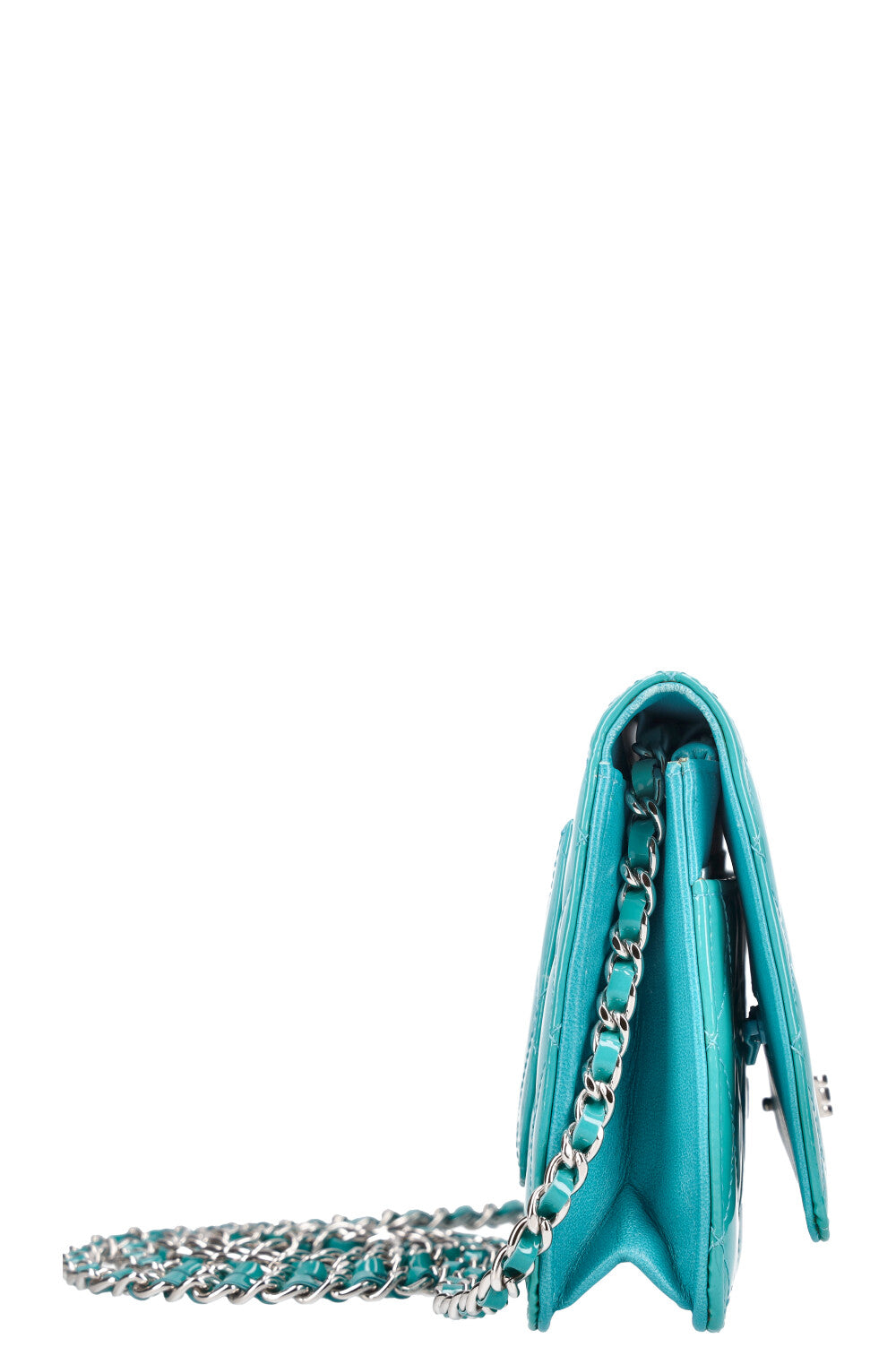 CHANEL 2.55 WOC Patent Leather Turquoise