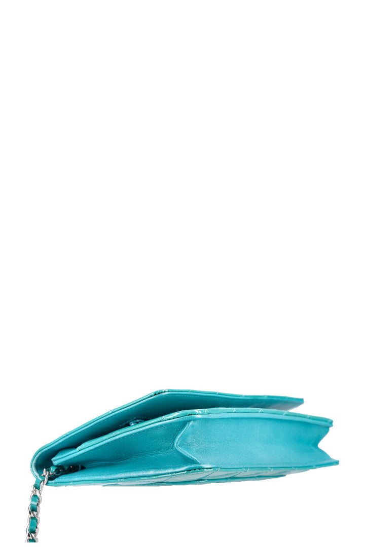 CHANEL 2.55 WOC Patent Leather Turquoise