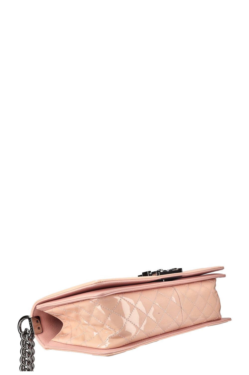 CHANEL Medium Boy Patent Leather Powder