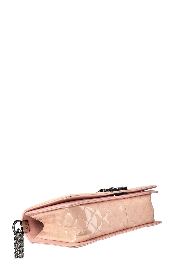 CHANEL Medium Boy Patent Leather Powder
