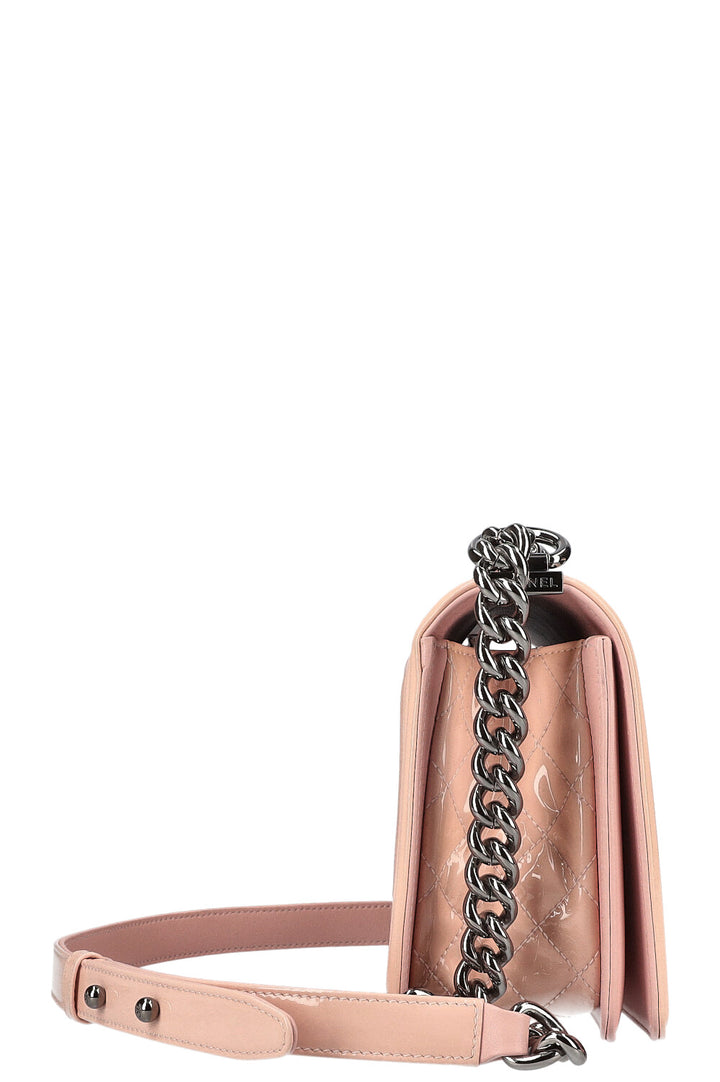 CHANEL Medium Boy Patent Leather Powder