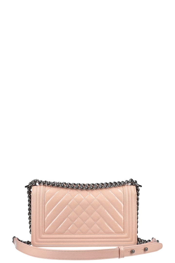 CHANEL Medium Boy Patent Leather Powder