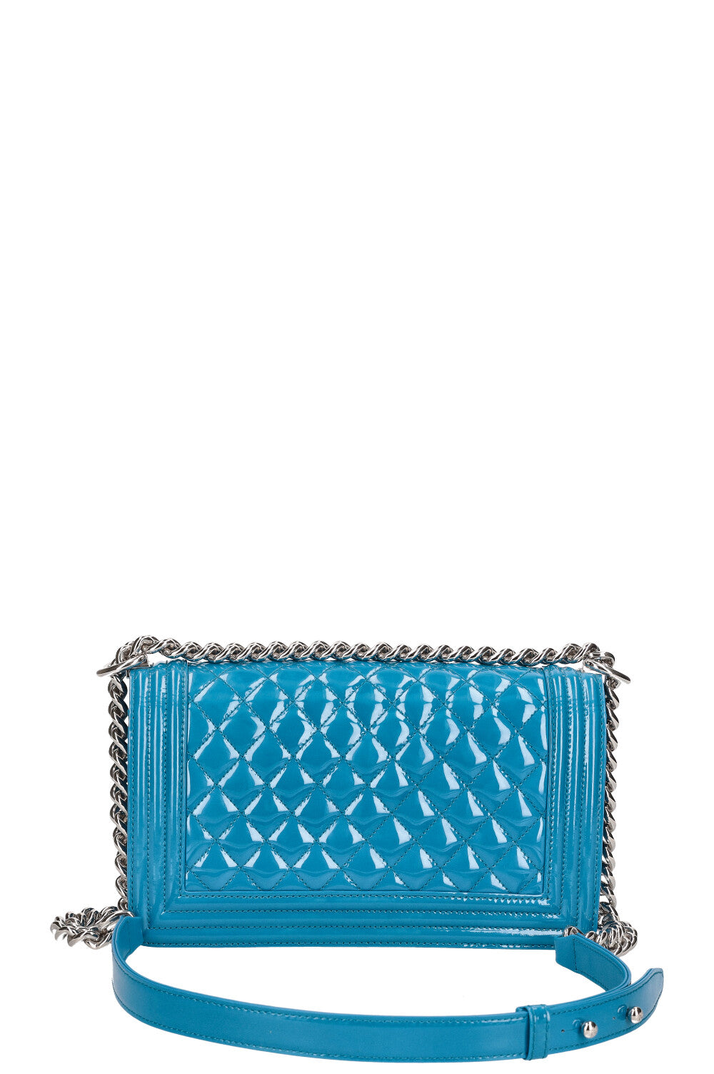 CHANEL Medium Boy Bag Patent Blue REAWAKE
