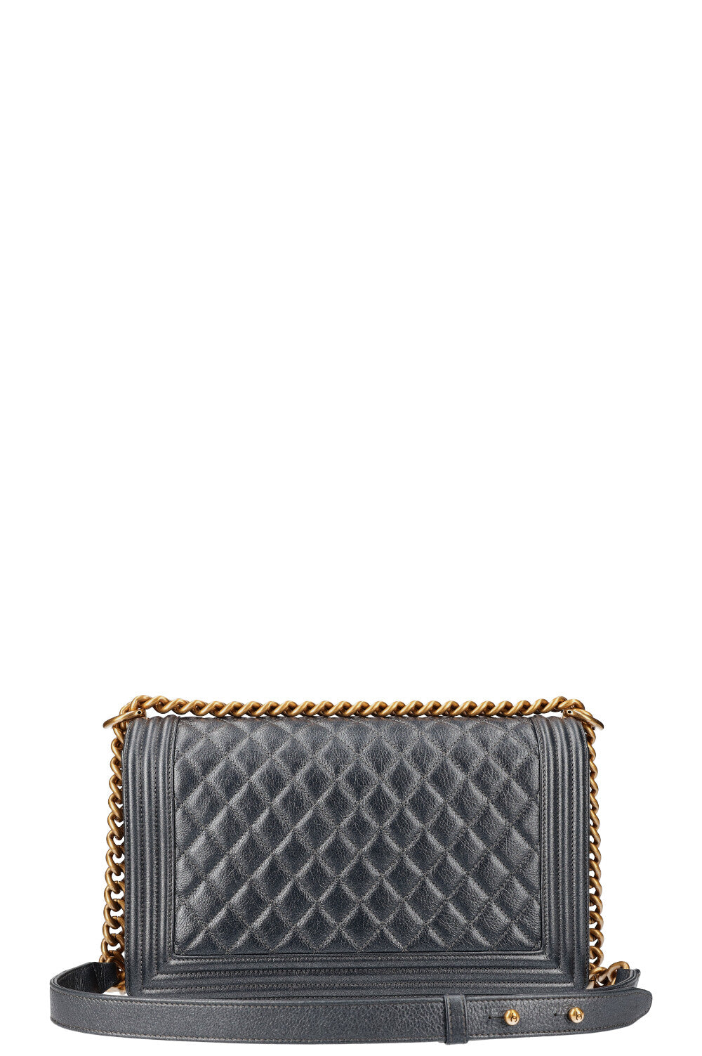 CHANEL Boy Bag Large Metallic Blue