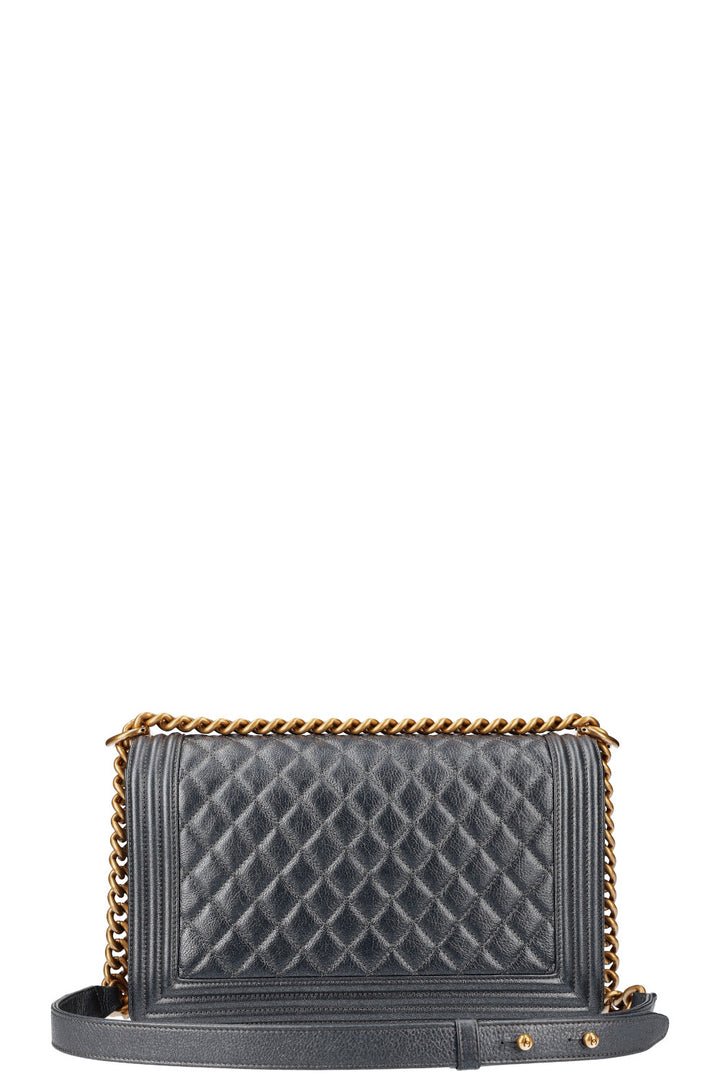 CHANEL Boy Bag Large Metallic Blue