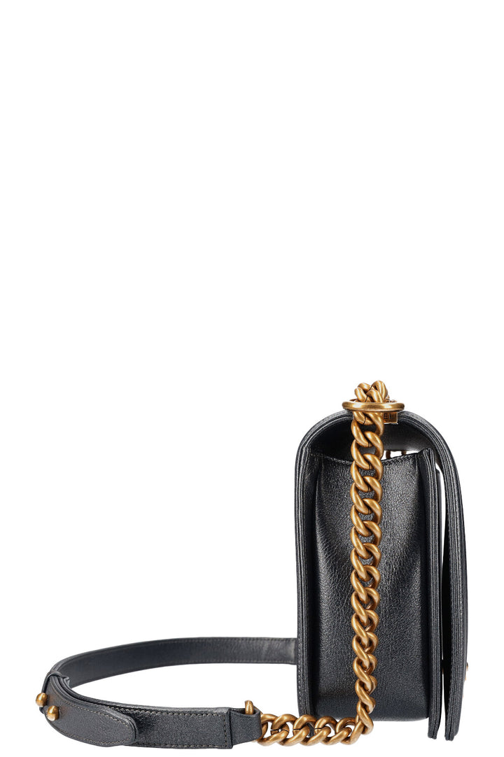 CHANEL Boy Bag Large Metallic Blue