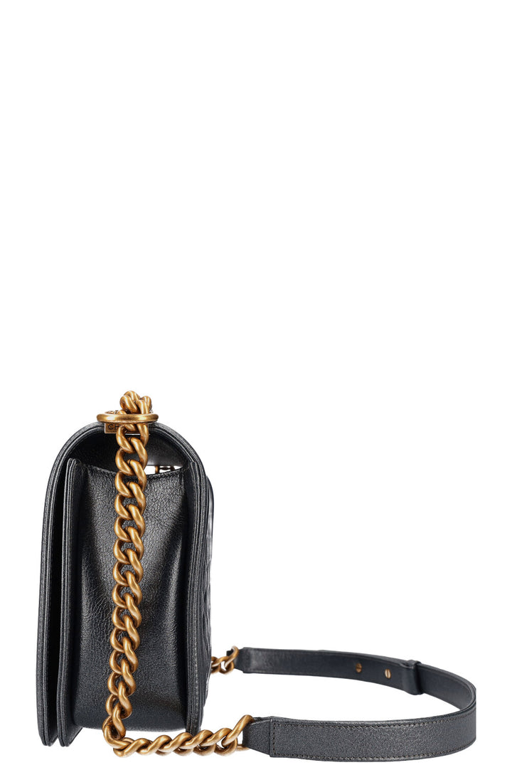 CHANEL Boy Bag Large Metallic Blue