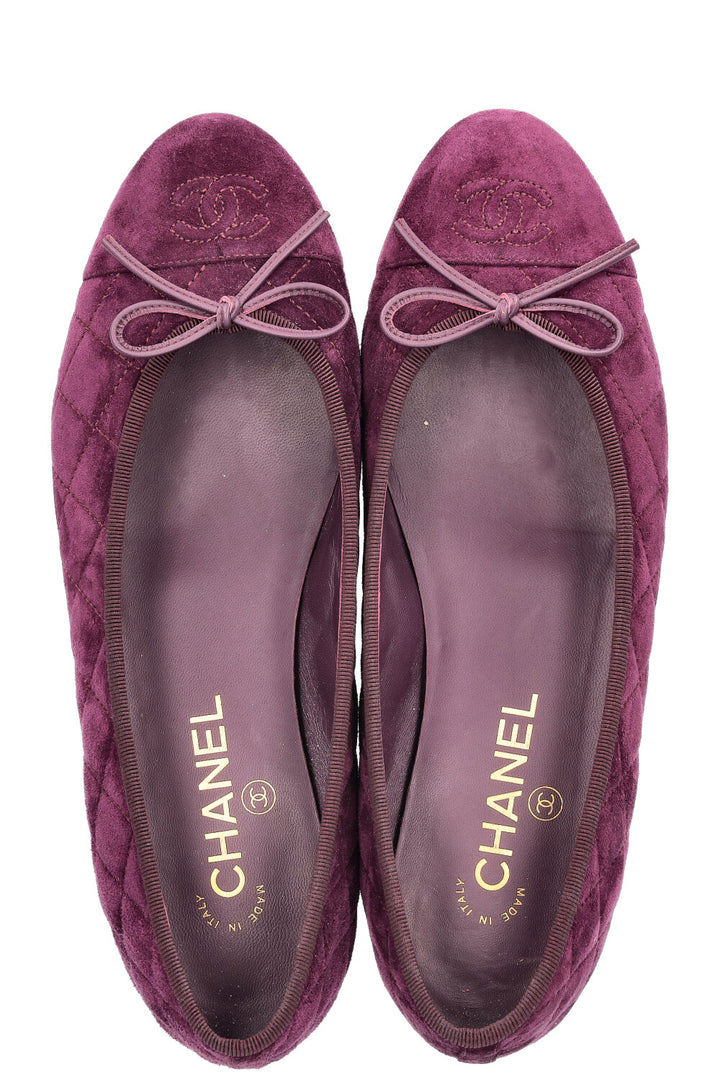 CHANEL Classic Flats Suede Purple