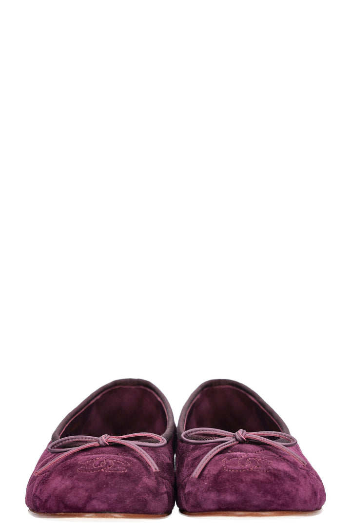 CHANEL Classic Flats Suede Purple