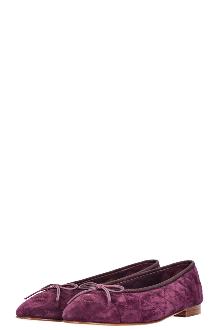 CHANEL Classic Flats Suede Purple