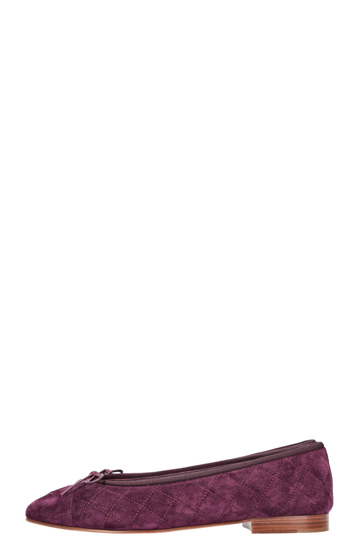 CHANEL Classic Flats Suede Purple