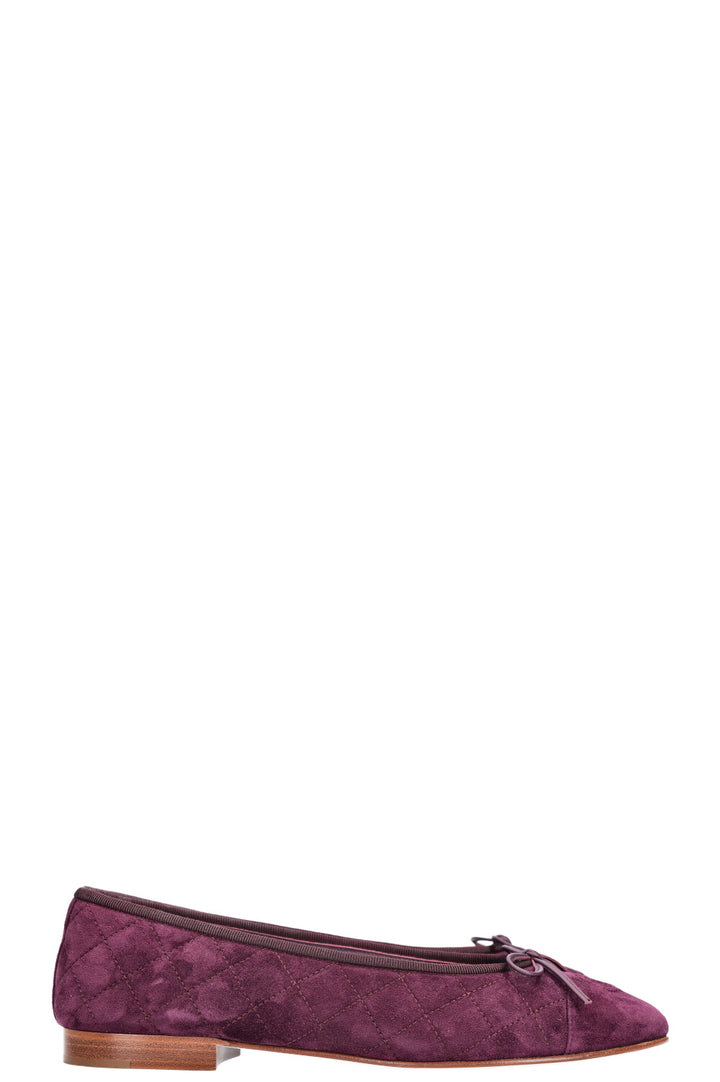 CHANEL Classic Flats Suede Purple