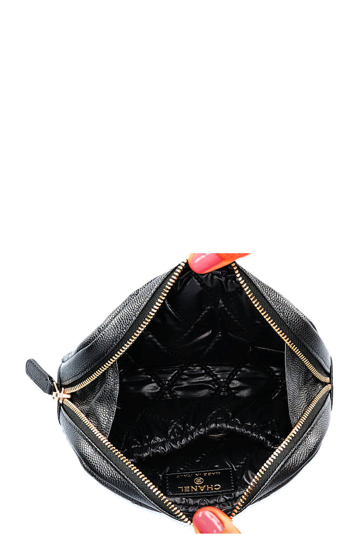 CHANEL Curvy Cosmetic Pouch Caviar Black