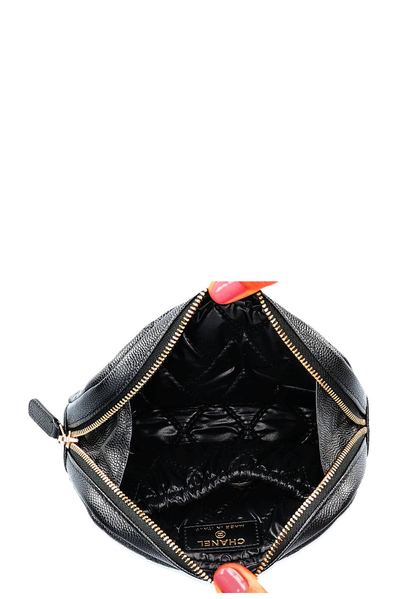 CHANEL Curvy Cosmetic Pouch Caviar Black