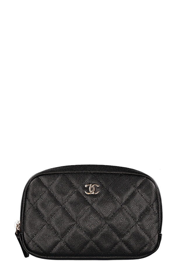 CHANEL Curvy Cosmetic Pouch Caviar Black
