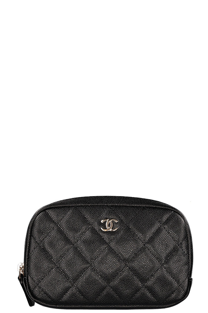 CHANEL Curvy Cosmetic Pouch Caviar Black