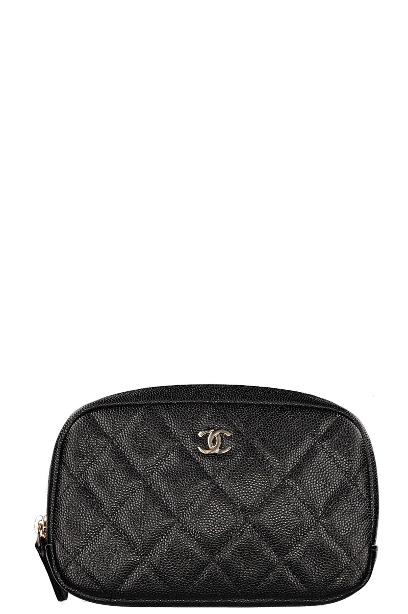 CHANEL Curvy Cosmetic Pouch Caviar Black