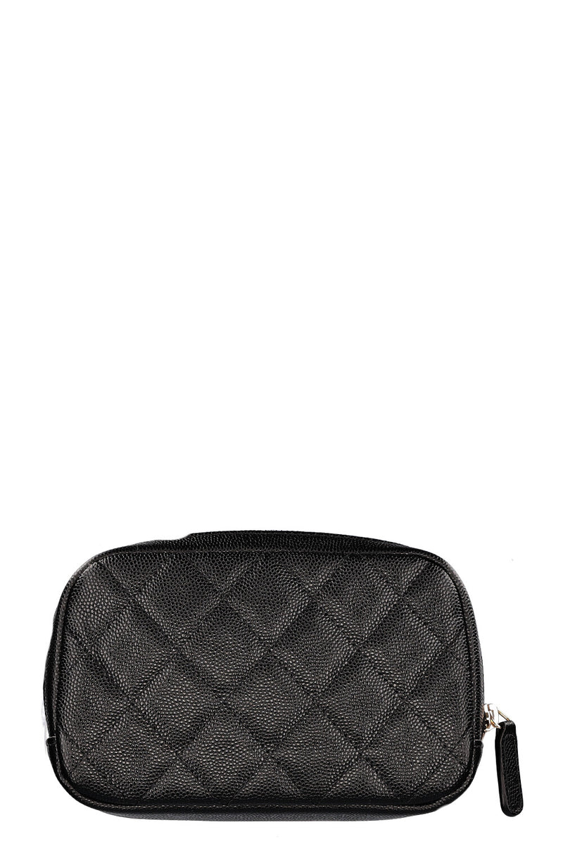 CHANEL Curvy Cosmetic Pouch Caviar Black