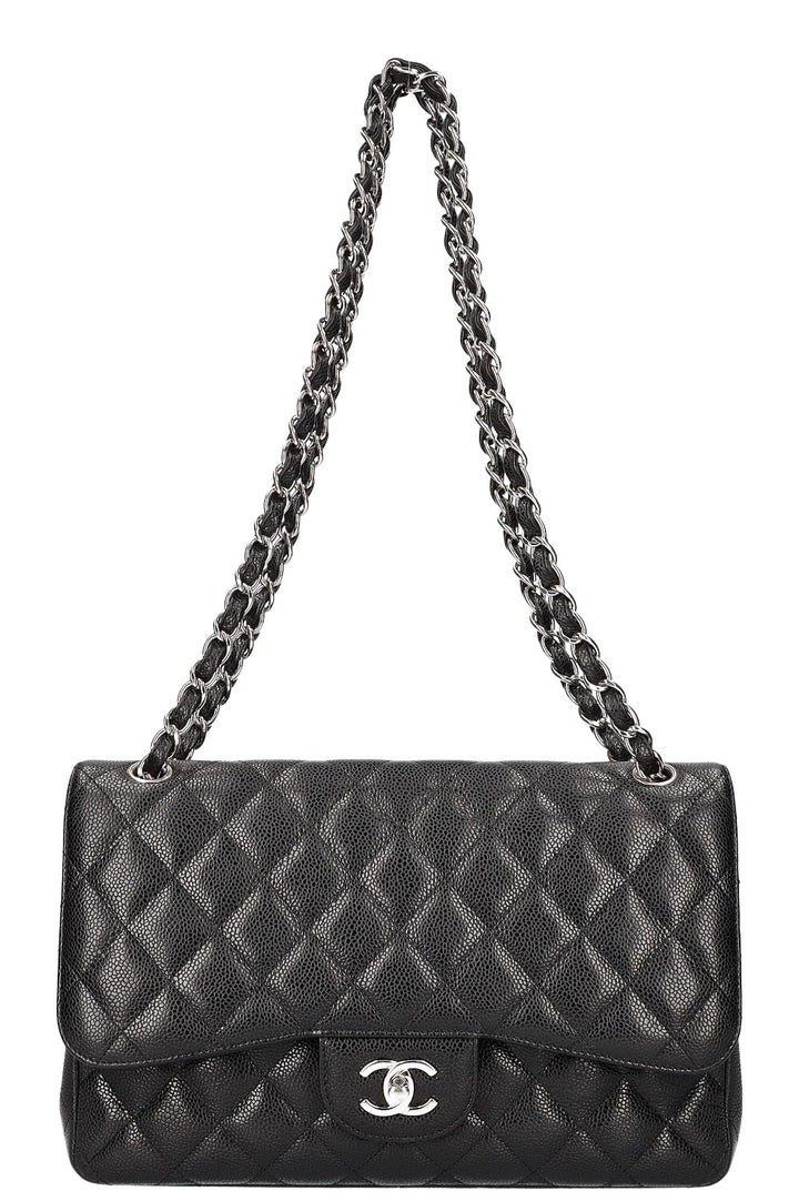 CHANEL Double Flap Bag Large Caviar Black