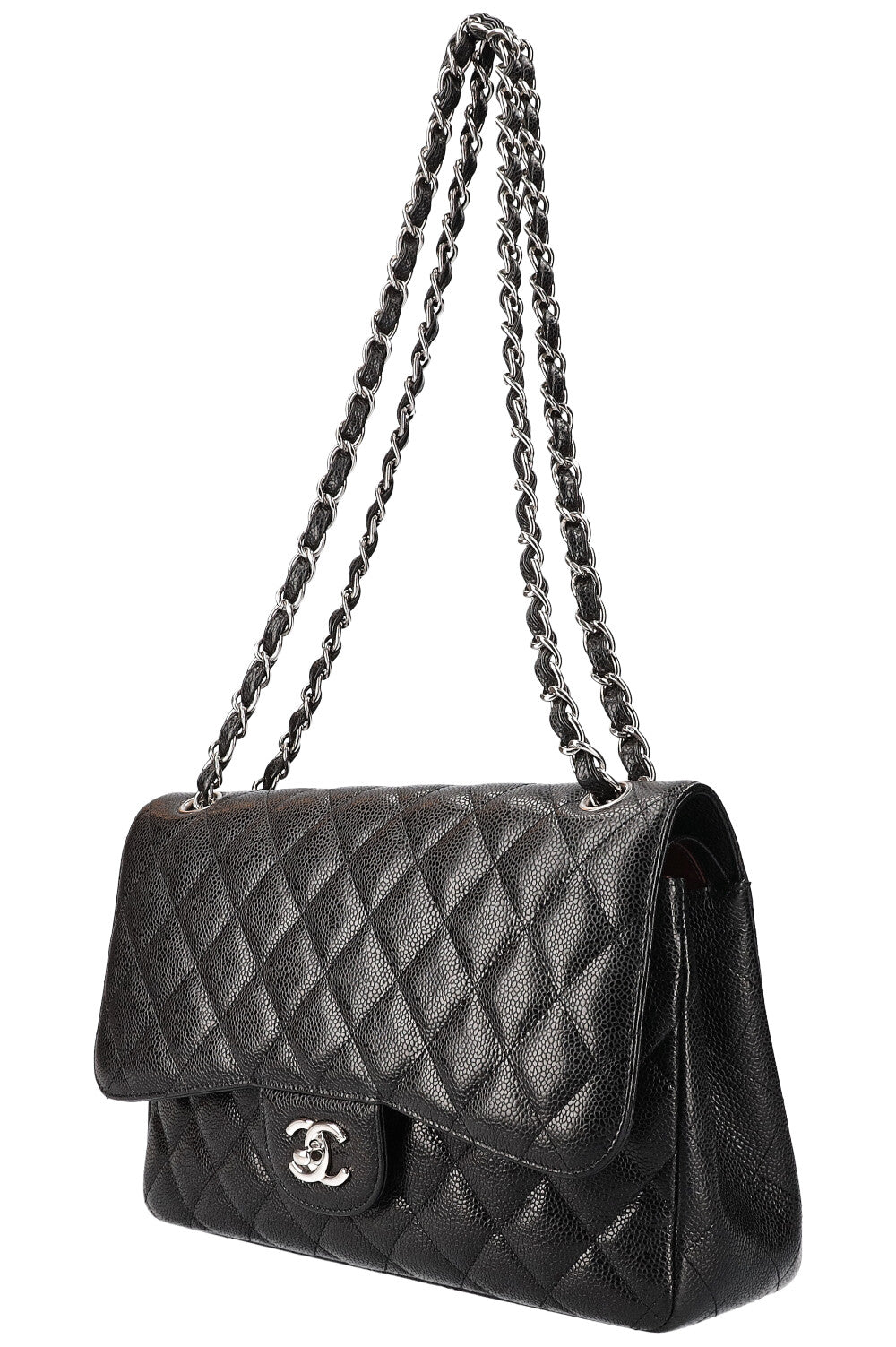 CHANEL Double Flap Bag Large Caviar Black