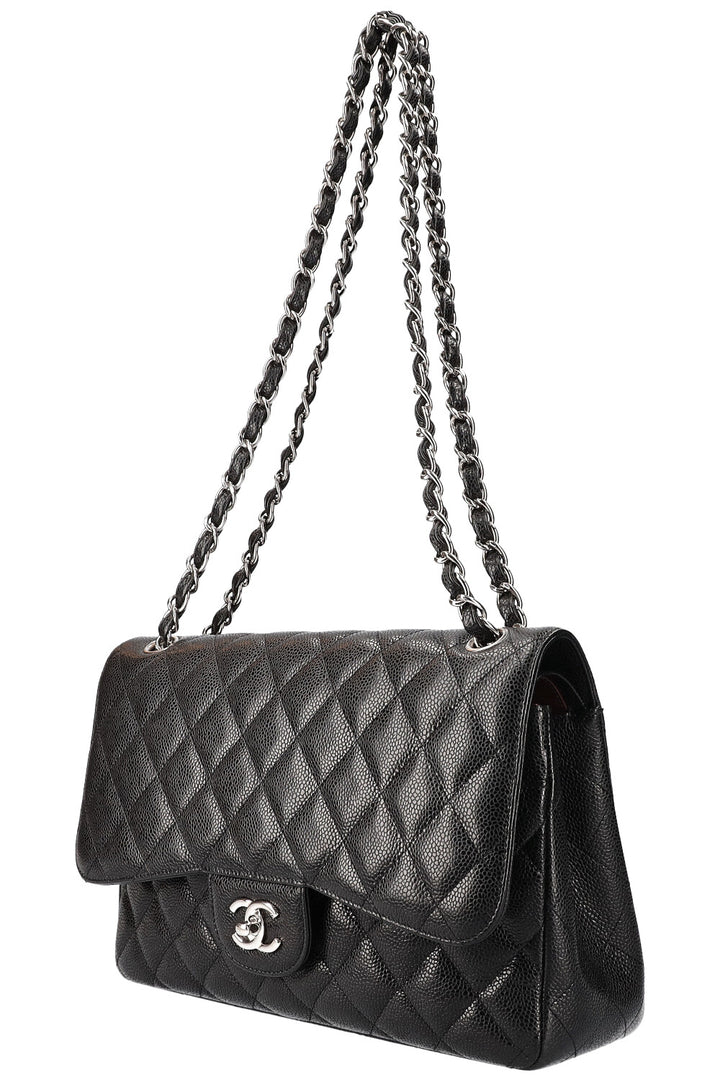 CHANEL Double Flap Bag Large Caviar Black